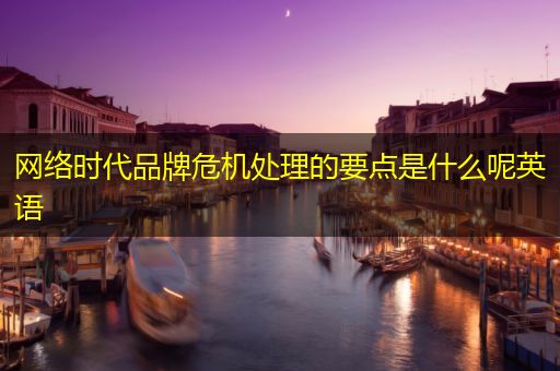 芜湖网络时代品牌危机处理的要点是什么呢英语