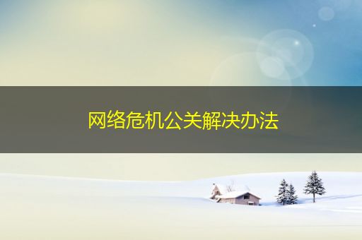 宜城网络危机公关解决办法