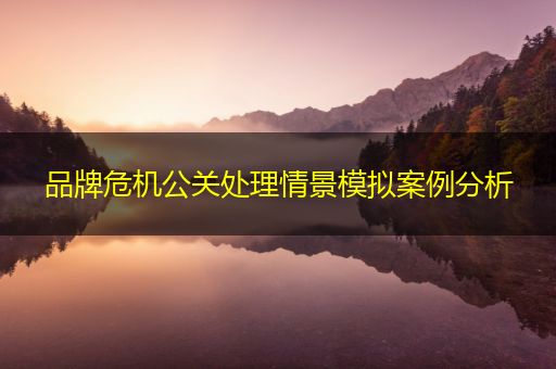 芜湖品牌危机公关处理情景模拟案例分析